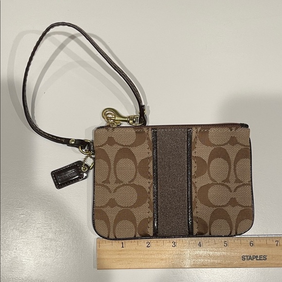Coach Brown Signature Wristlet 4x6 inches - Picture 1 of 10